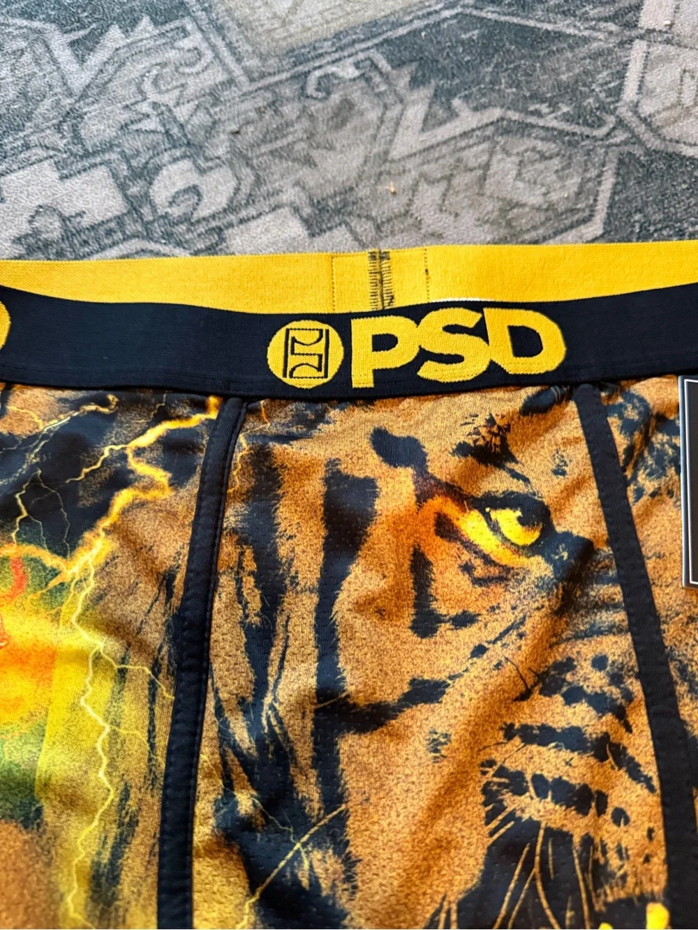 PSD Tiger Face Performance Boxer Briefs - Black & Gold size XL